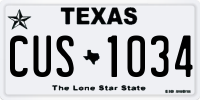TX license plate CUS1034