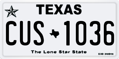 TX license plate CUS1036