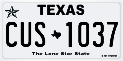 TX license plate CUS1037