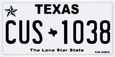 TX license plate CUS1038