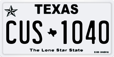 TX license plate CUS1040