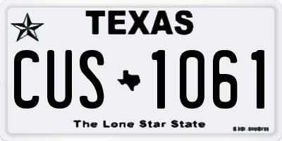 TX license plate CUS1061