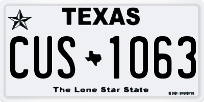 TX license plate CUS1063