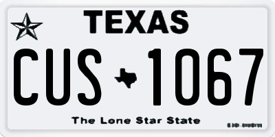 TX license plate CUS1067