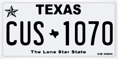 TX license plate CUS1070