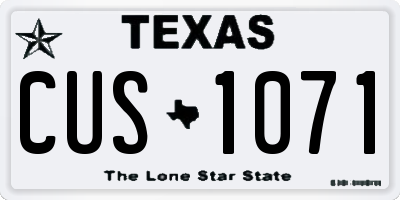 TX license plate CUS1071