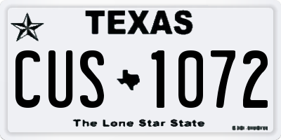 TX license plate CUS1072