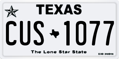 TX license plate CUS1077