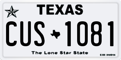 TX license plate CUS1081