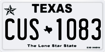 TX license plate CUS1083