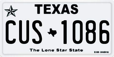 TX license plate CUS1086