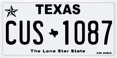 TX license plate CUS1087