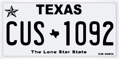 TX license plate CUS1092