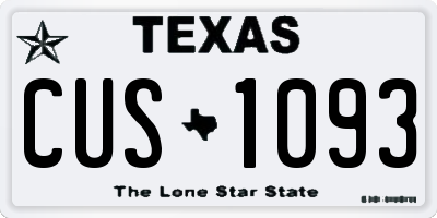 TX license plate CUS1093