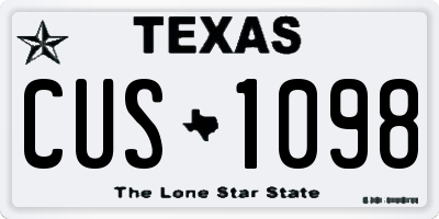 TX license plate CUS1098