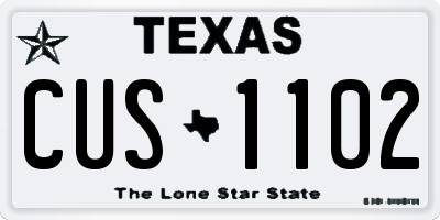 TX license plate CUS1102