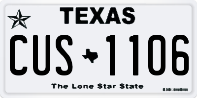 TX license plate CUS1106