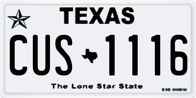 TX license plate CUS1116