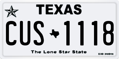 TX license plate CUS1118