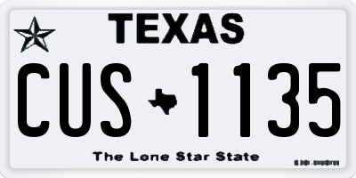 TX license plate CUS1135