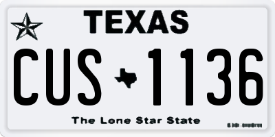 TX license plate CUS1136
