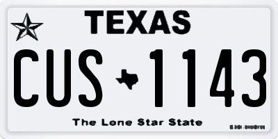 TX license plate CUS1143