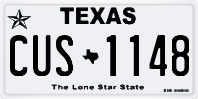 TX license plate CUS1148