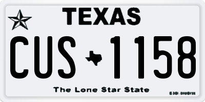 TX license plate CUS1158