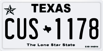 TX license plate CUS1178
