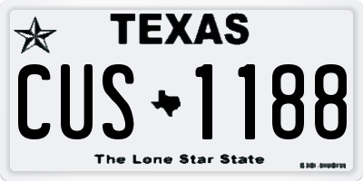 TX license plate CUS1188