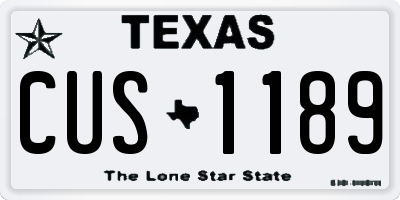 TX license plate CUS1189