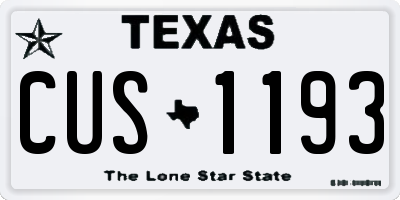 TX license plate CUS1193