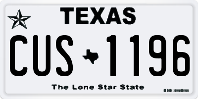 TX license plate CUS1196