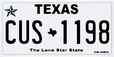 TX license plate CUS1198