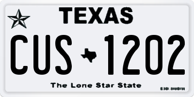 TX license plate CUS1202