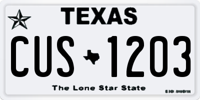 TX license plate CUS1203