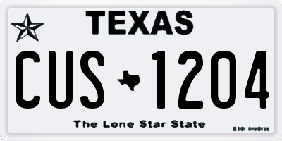 TX license plate CUS1204