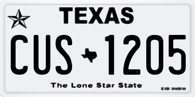 TX license plate CUS1205