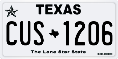 TX license plate CUS1206