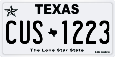 TX license plate CUS1223