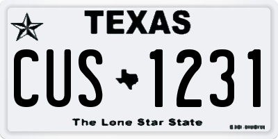 TX license plate CUS1231