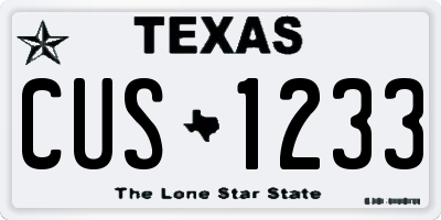 TX license plate CUS1233