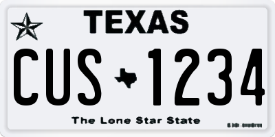 TX license plate CUS1234
