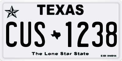 TX license plate CUS1238