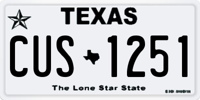 TX license plate CUS1251