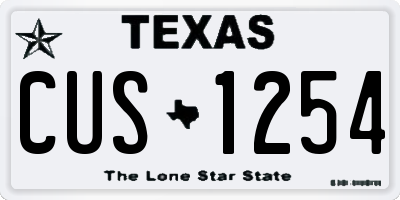 TX license plate CUS1254