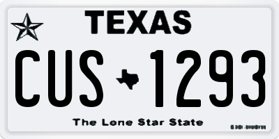 TX license plate CUS1293