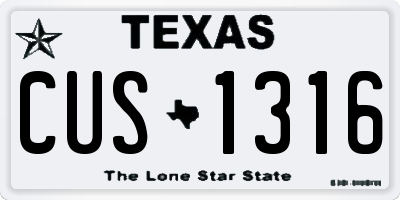 TX license plate CUS1316