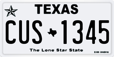 TX license plate CUS1345