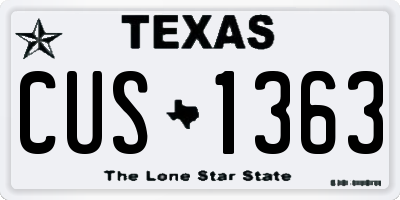 TX license plate CUS1363